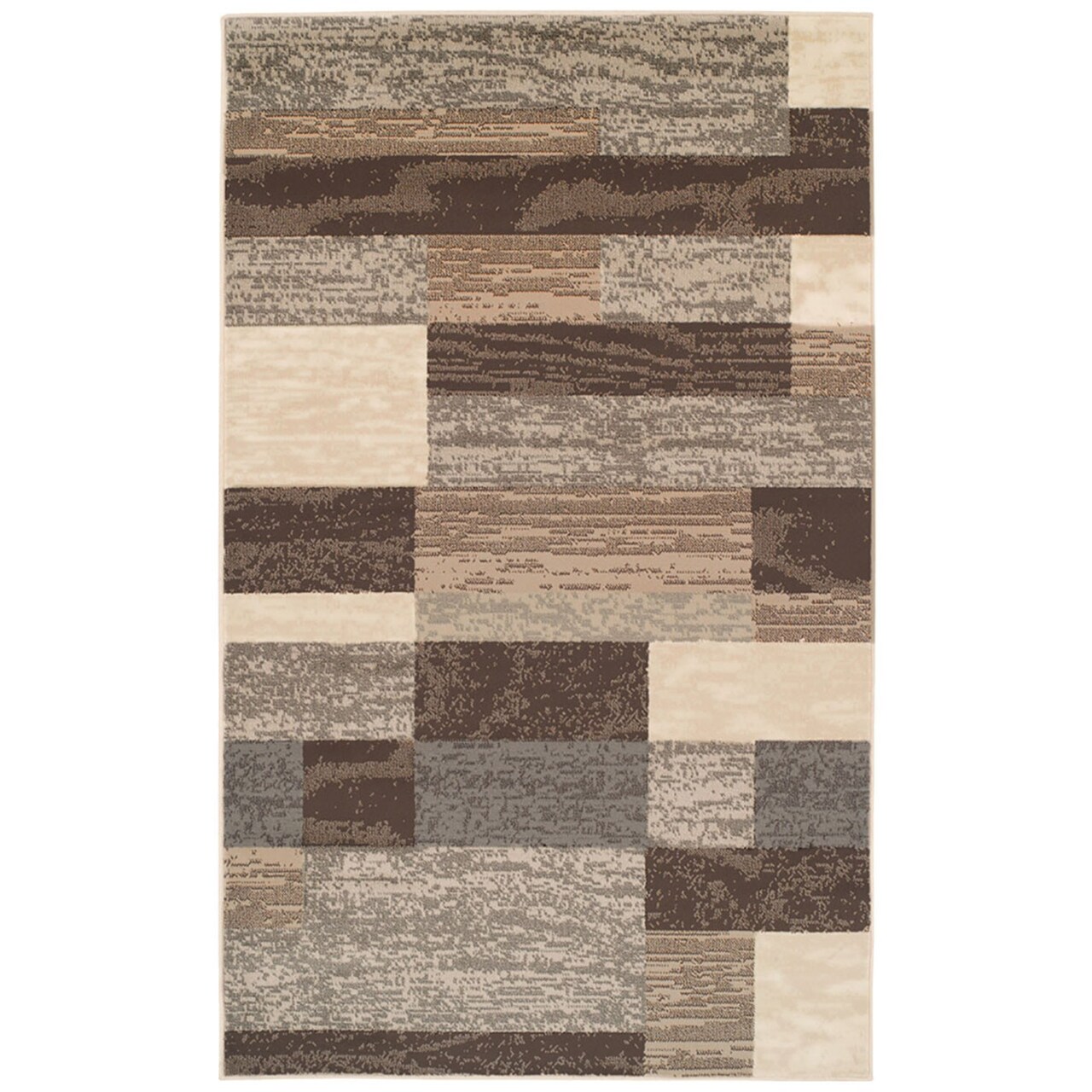 Edge Collections - 4' X 6' - Brown - Patchwork Stain Resistant Area Rug - 1 Piece